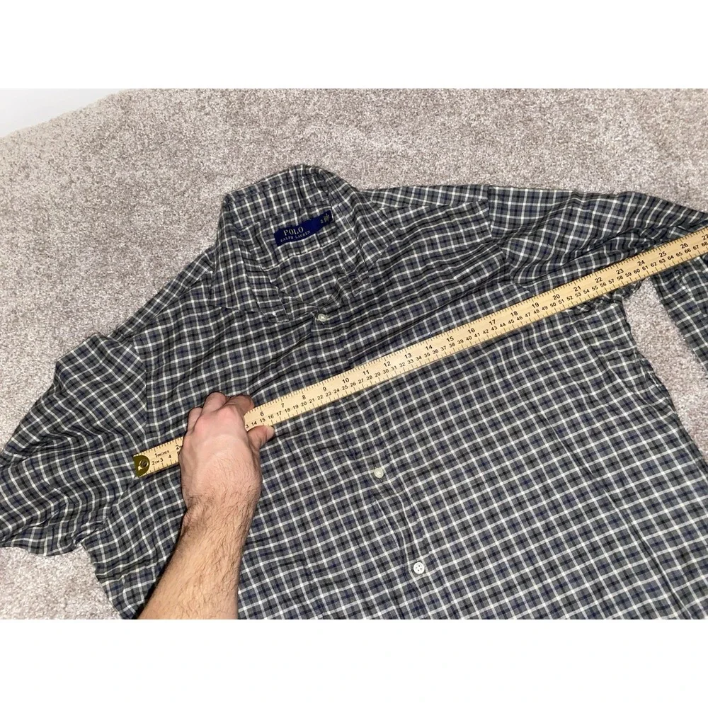 Polo Ralph Lauren‎ Shirt Mens XLT Gray/white Striped Long Sleeve Blue Pony Logo